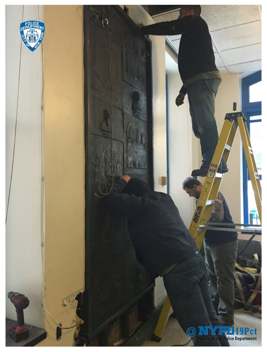 NYPD19Pct's tweet photo. Station house improvements continue, thanks to Bldg. Maintenance our Constantino Nivola bronze mural was reinstalled https://t.co/6C9ERJi08Z