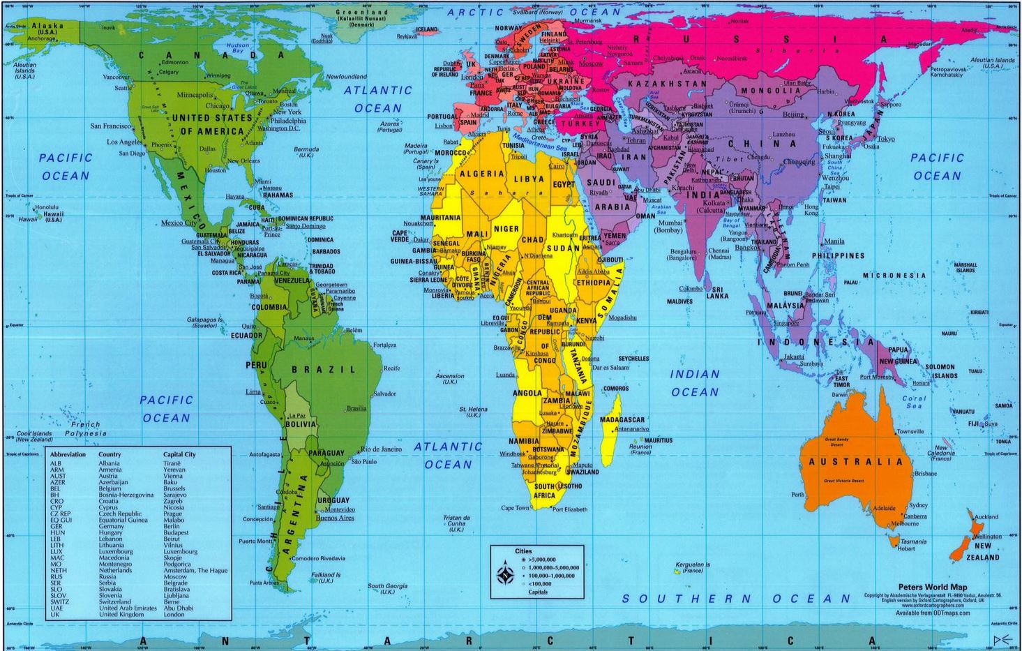 World Map With Scale In Miles