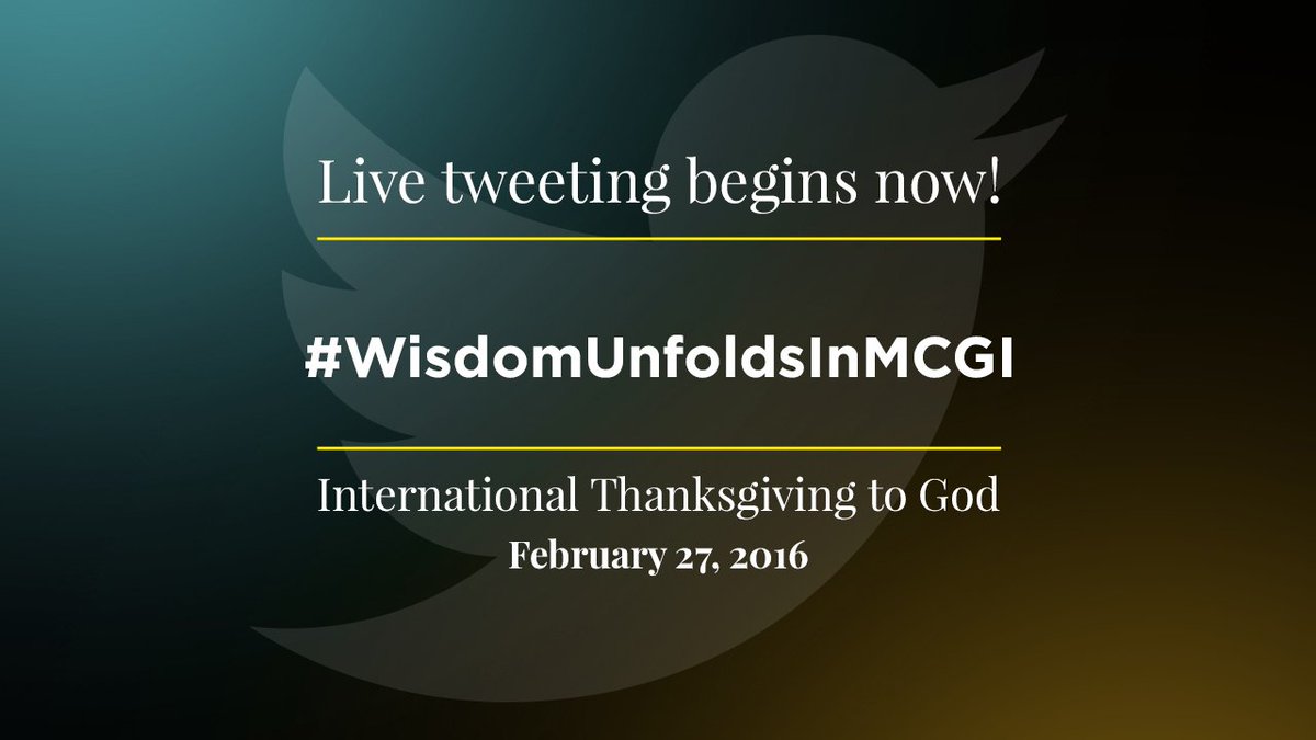 mcgidotorg's tweet photo. Our live tweeting officially begins NOW! 
Happy International Thanksgiving to God! 
 #WisdomUnfoldsInMCGI https://t.co/DzqjjqvqUx