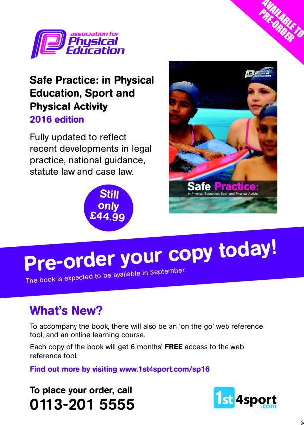 afPE_PE's tweet photo. Pre-order the 2016 edition of 'Safe Practice'... https://t.co/WWJHKn3W0y #SafePractice16 https://t.co/E8YEP5RIaL