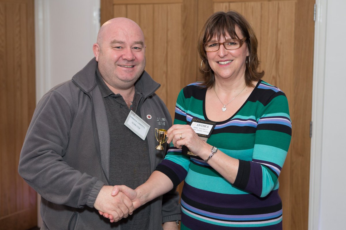 BNIEncore's tweet photo. Sean Cox, RinbaleCarpets wins Highly Coveted Trophy for best wkly 50secs! #specificisterrific @BNI_official_pg https://t.co/iGWDYgULEl