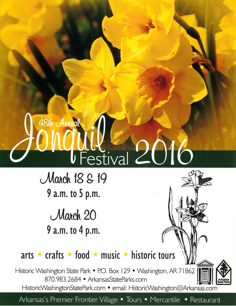 HWSPeNews's tweet photo. @artourism 48th Annual Jonquil Festival - March 18-20 #historicwashingtonstatepark #ARStatePark https://t.co/9mcj6ZW819