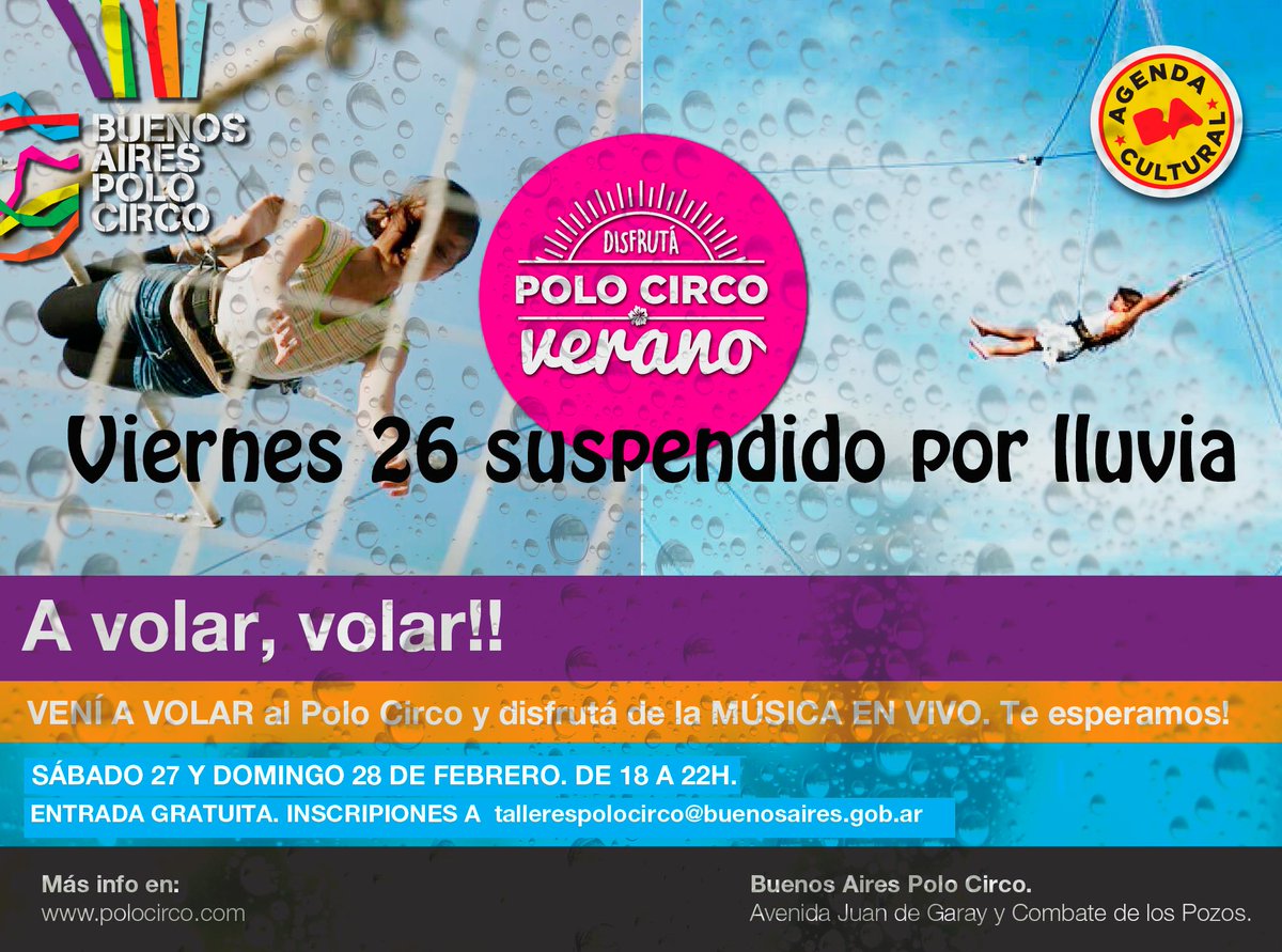 BAPoloCirco's tweet photo. Cancelado Viernes 26 “A volar, volar” en @BAPoloCirco por razones climáticas @diegopimentel https://t.co/Hr7CQt8ZiG