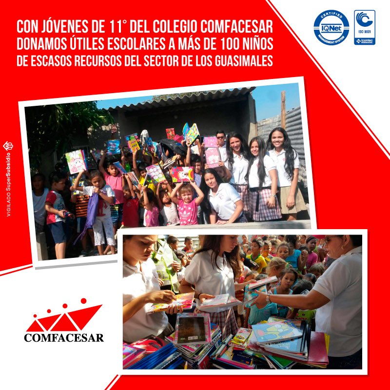 comfacesar's tweet photo. La campaña fue impulsada por las directivas del colegio y liderada por estudiantes de la promoción #LegadodeReyes https://t.co/911FXyx4AX