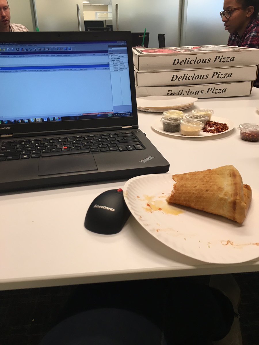 Profiling pizza party? Yes. #workinghard #hardlyworking
