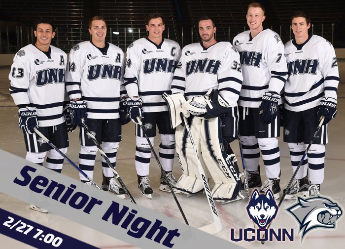 UNHWildcats's tweet photo. Don't forget to support your @UNHHockey seniors TOMORROW at 7 PM as your 'Cats play their final regular season game https://t.co/zaAmm3GwdZ