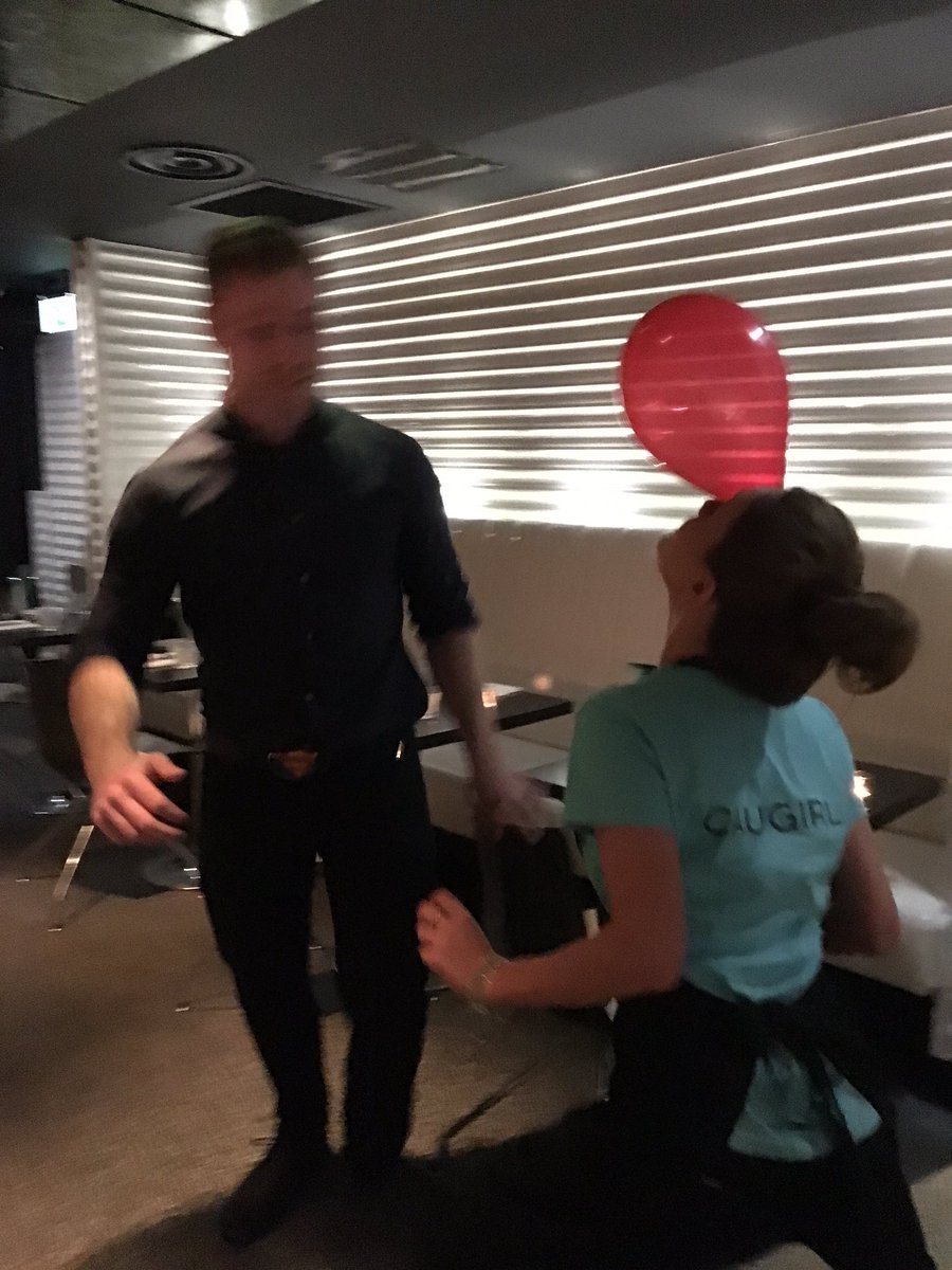 LivvyMullin's tweet photo. Balancing balloons on our noses. Love a good @CAUGuildford brief! #restaurantlife #cauloves https://t.co/YLgwUfwnok