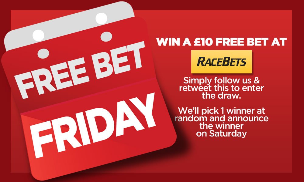 FreeBet_Friday's tweet photo. Win a £10 free bet at new online bookie, RaceBets. Follow us &amp; RT this to enter the draw.

https://t.co/fjf1J779tM https://t.co/UKMi3u5wtU