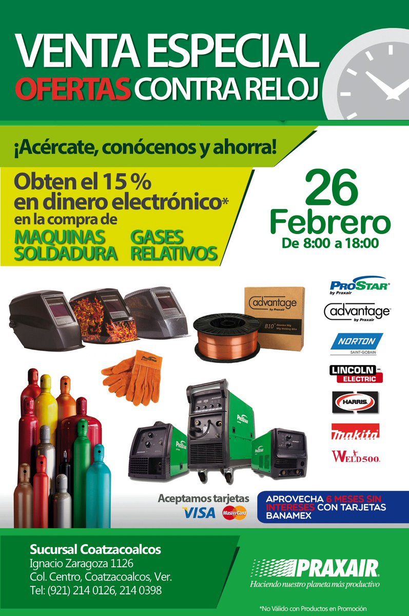 MMcomunicacion_'s tweet photo. Atención #Coatzacoalcos #Veracruz
Venta especial contra reloj
Viernes 26 de febrero hasta 6 pm
#Praxair #MeGustaMM https://t.co/eXqpbwgSEM