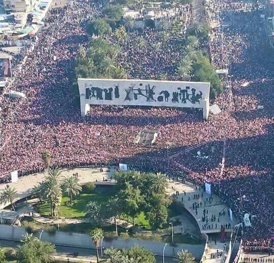_CISU_'s tweet photo. Earlier today; Hundreds of thousands of #Iraqis take the streets of Baghdad in a protest against corruption https://t.co/uHqJae6mhB