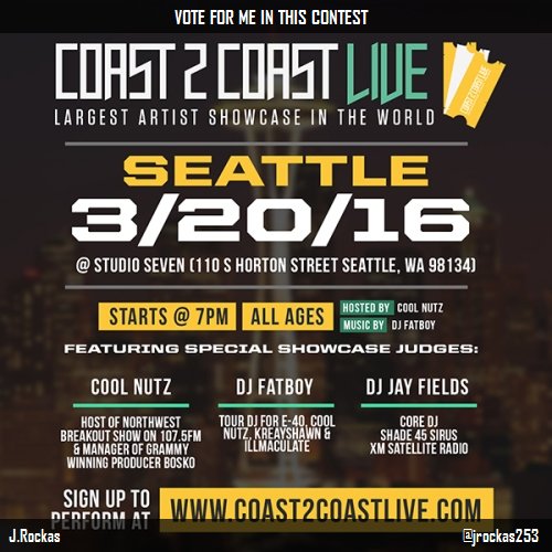 JRockas253's tweet photo. Vote for me to perform at #Seattle All Ages Edition 3/20/16! https://t.co/d6BbtHXhhL #Coast2Coast https://t.co/ByCuxhXs1Q