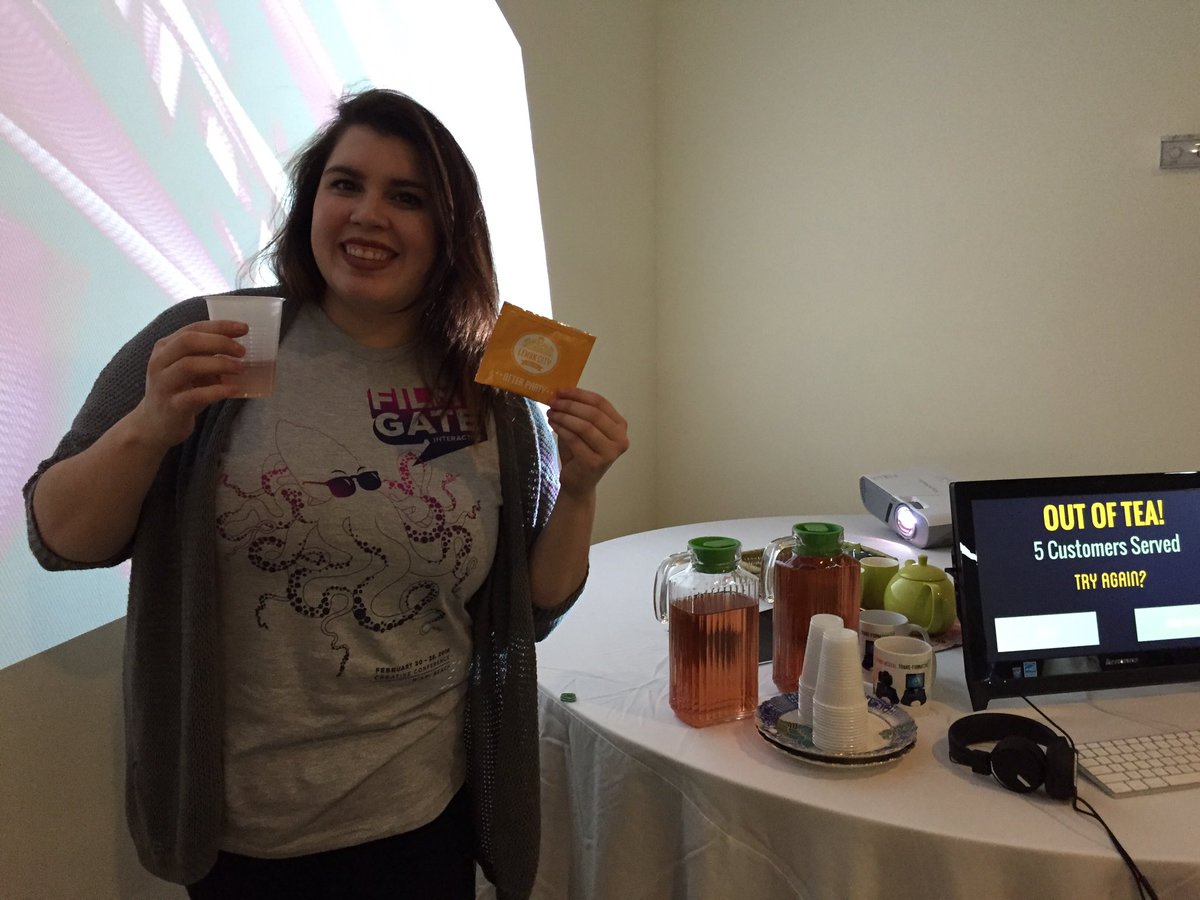 LienT's tweet photo. #canesinteractive awesome @FilmgateMiami volunteer Andrea served her customers then sampled her some @LemonCityTeas https://t.co/uLbBUm2iHO