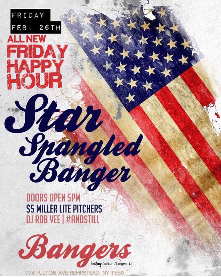 Bangers_LI's tweet photo. Happy hour is today!!! Doors open at 5pm! https://t.co/1p2v4L0Ack