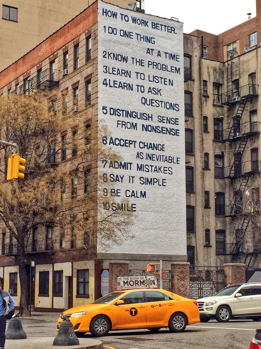 gigi_nyc's tweet image. Wise words from #fischliweiss #HowToWorkBetter mural in Nolita #NYC #streetart @PublicArtFund