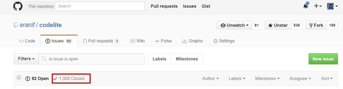 eranif's tweet image. Just hit a milestone: Closed 1000  #CodeLite bugs / features !  #nodejs #php #cplusplus