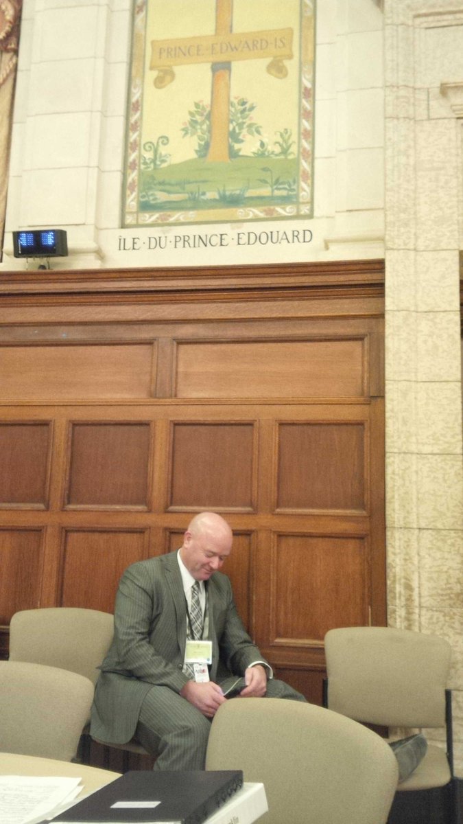 PEI teacher appropriately sitting in the right spot during a #tife16 break. #loveit