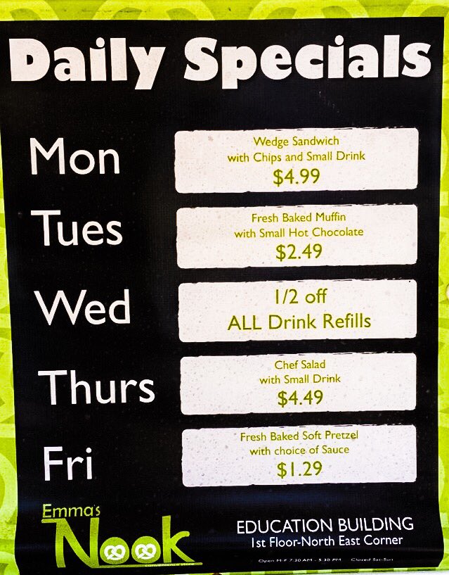 UtahStateDining's tweet photo. Different Day. Different Special. Make sure to check out the specials each week& vote on our latest poll! #usudining https://t.co/29zH83QgGN
