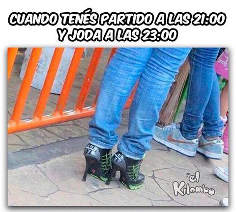 Cuando tenes partido y despues joda....