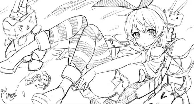 今日なんにもアップできてないからせめて寝る前にこれでもアップしとこう... ぜかまし のラフ 