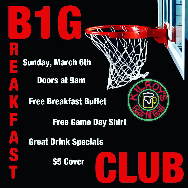 KilroysKOK's tweet photo. Next weekend we're taking #SundayFunday & kicking it up a notch! Only seems right for senior night! #IUBB #BfastClub https://t.co/NQ8WhWTBZB