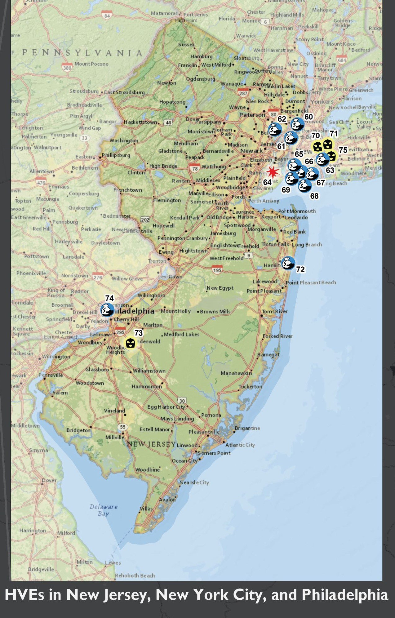 NJ Office of Homeland Security and Preparedness on X MAP 2015 HVEs in New Jersey New York City and Philadelphia. Learn more https t w43T2YLoFn NJ NYC PA https t xdMrA6g9Rs X