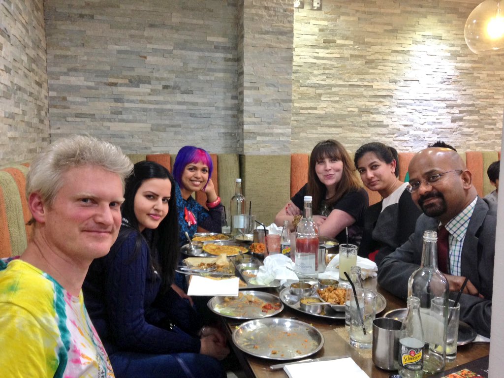 momtazbh's tweet photo. Giant puri, mini idlis, vada curry, dosas &amp; rainbow falooda - South Indian feasting the #EatUpCrew way #EastHam https://t.co/v2b5foA3at