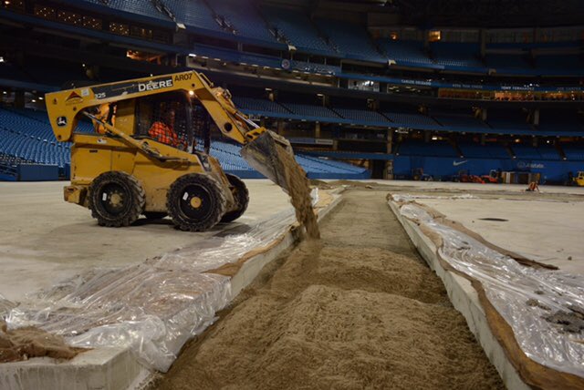 BlueJays's tweet photo. Infield update: The "Big Fill" is underway!! https://t.co/6cD7xWOW41
