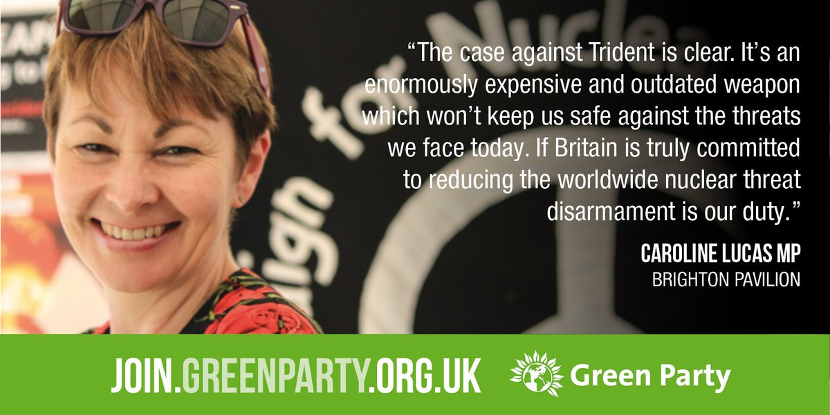 TheGreenParty's tweet photo. It's time to #MoveOnTrident - we don't need this Cold War relic. @CarolineLucas joins the #StopTrident march today https://t.co/U4djZAZSEv