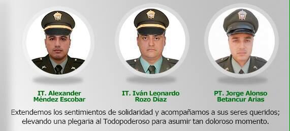 OIZuluaga's tweet photo. Acompañamos a los seres queridos y rendimos un homenaje a los policías que murieron en manos de terroristas. https://t.co/2rpfOD6QfX