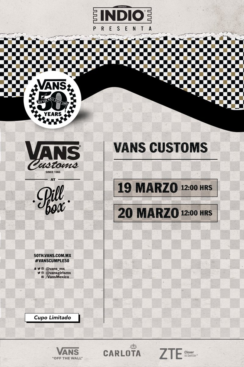 pillbox_mx's tweet photo. @vans_mx @Vanscumple50 Customiza tus Vans como tú quieras 19 y 20 de Marzo en Pillbox Amsterdam! https://t.co/7bwlmryVmn
