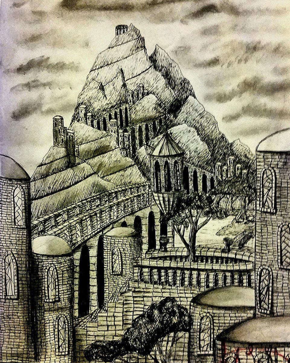 AndrewLeeAdams1's tweet photo. One of my recent ink drawings "Valhalla" going to make a final oil painting soon #art #drawing #artwork https://t.co/w3vlOZBJj3