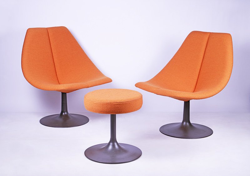 GordonAndrews 'Rondo'chairs&amp;stool. Upholstered <a href="/Knoll_Inc/">Knoll</a> CatoOrange for a client #tweetperth #perthisok #artepodean