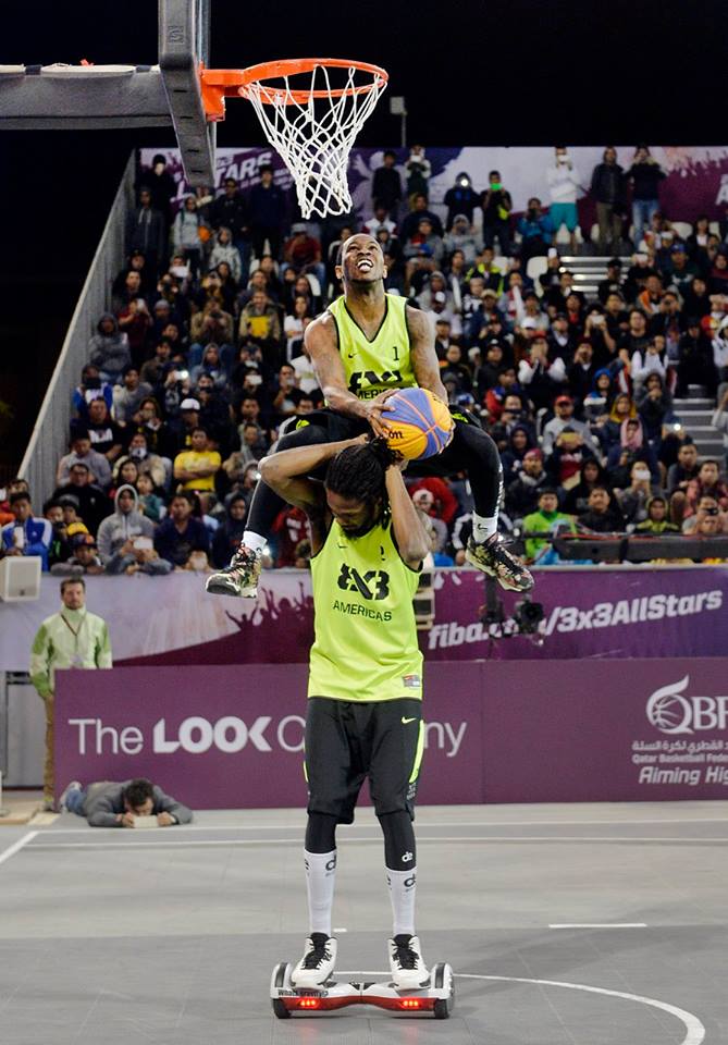 Qatar3x3's tweet photo. Team America shows that they certainly don't need a hover board to levitate! #ForTheWin #FIBA3x3 #AllStars DOHA https://t.co/JvI0mgT7Lp
