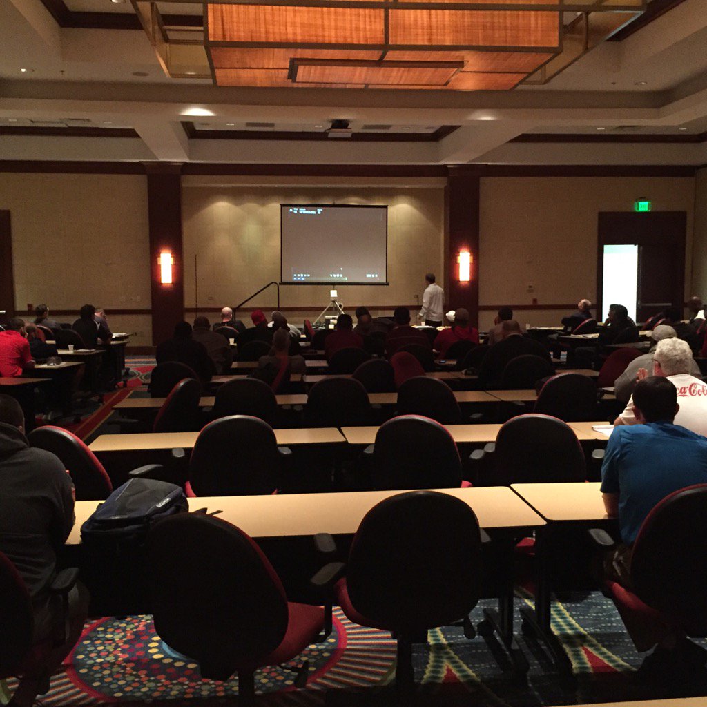 bobby_lamb's tweet photo. Coach Grant Cain grinding on LB play at the Glazier Clinic in Atlanta! #chalktalk #LBguru https://t.co/PRllBpP40d