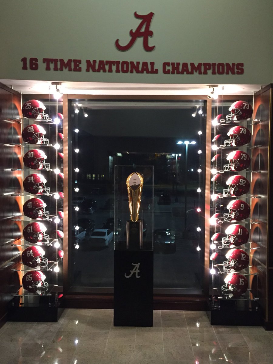 Aaron Suttles on X: This trophy case, set up for Alabama's Junior Day, is  really something. Pretty eye-grabbing display.  / X