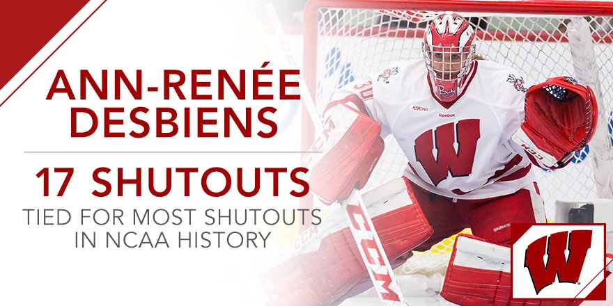 With the shutout, @adesbiens30 moves into a tie for first-place in <a href="/NCAAIceHockey/">NCAA Ice Hockey</a> history with 17 shutouts this year