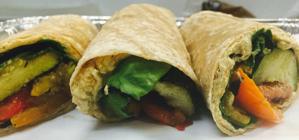 How we do healthy...roasted veggie wraps with  hummus <a href="/newlifecatering/">New Life Catering</a> ! Call today to book your next luncheon!