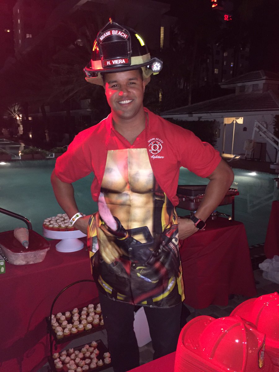 MiamiBeachNews's tweet photo. Firefighter Viera is representing for @MiamiBeachFire tonight against stations across Miami. Come support #SOBEWFF https://t.co/TnfaFtPhPA