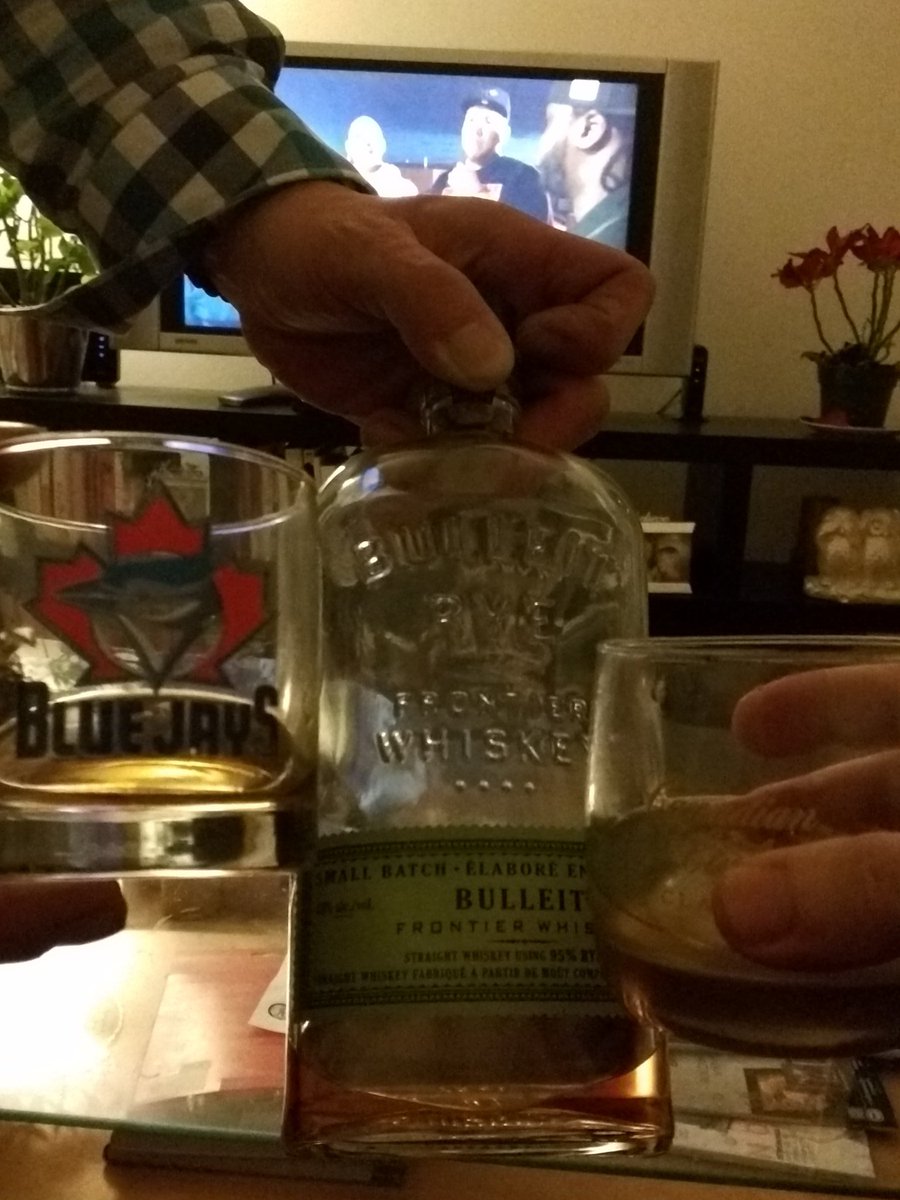 Cuzo's tweet photo. @Uncle_CuZn @Me high end Kentucky bourbon and Toronto Blue jays in the house celebration https://t.co/Ydor3Nsj8x