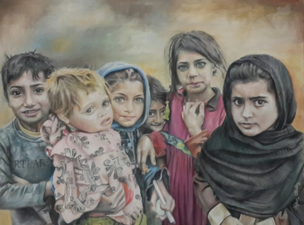EllialtOzlem's tweet photo. ''Mülteci Çocuklar''
60 × 80 tuval üzerine yağlıboya 
@mülteci @cocuklarabaris @umutlu_cocuklar @CocuklarCANdir https://t.co/7WUhyy7BPu