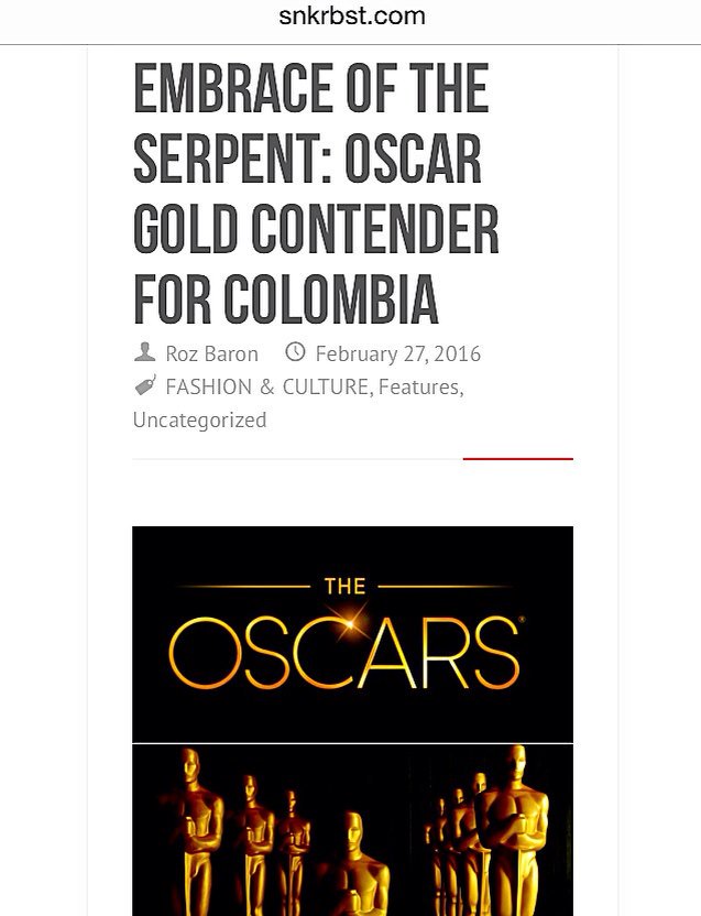 RozB33's tweet photo. Read the latest on @Snkrbst: #EmbraceoftheSerpent #oscargold contender for #Colombia. ✊🏆#thinklikeus https://t.co/OWsRJ9NIPv