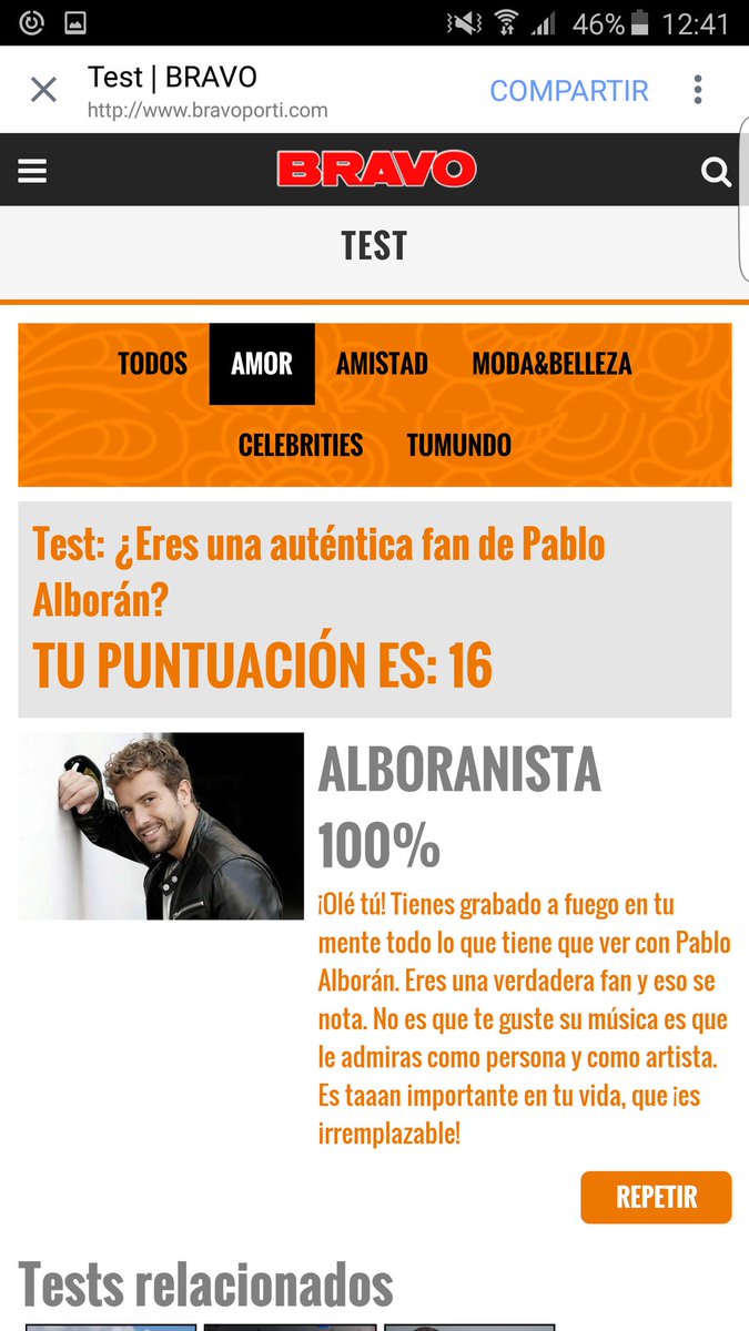 catiloqui's tweet photo. Hacer un test y que me salga que soy 100% alboranista @pabloalboran lo soy y lo seré por siempre 😍😍😍 https://t.co/bH4GI2ZBoo