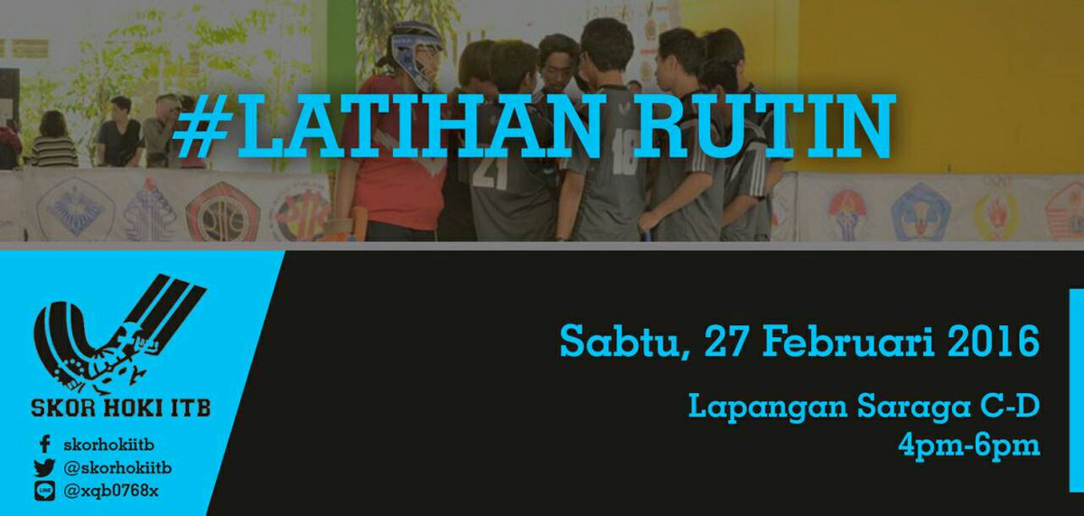 [LATIHAN RUTIN]
Selamat Siang, massa SKOR Hoki. Hari ini ada latihan di Saraga  mulai jam 4 sore. ayo ramaikan!!!
