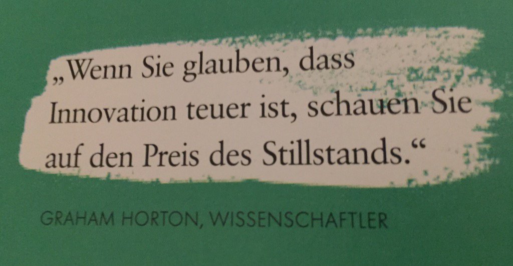 Gutes Zitat zu Innovation vs. Stillstand im <a href="/brandeins/">brand eins</a> Branchenreport Innovation
