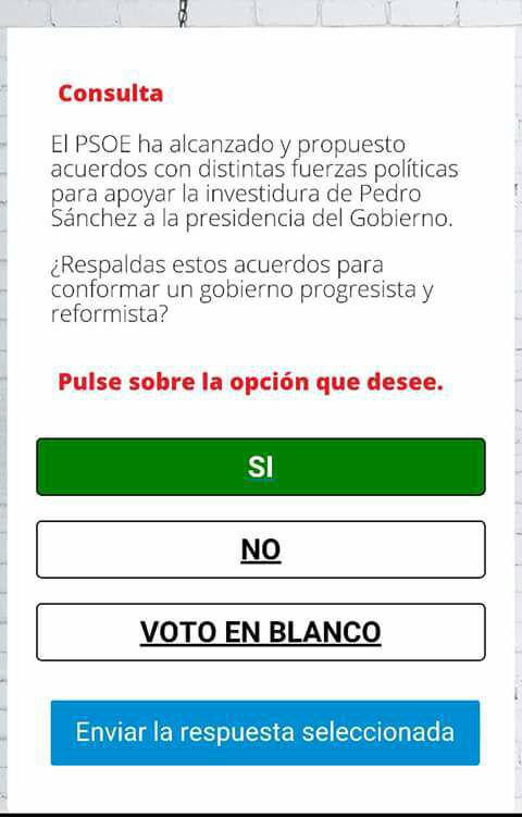 Yo vote vía online SÍ al cambio, Sí para un gobierno progresista y Sí para echar a Rajoy #SíConPedro #ConsultaPSOE