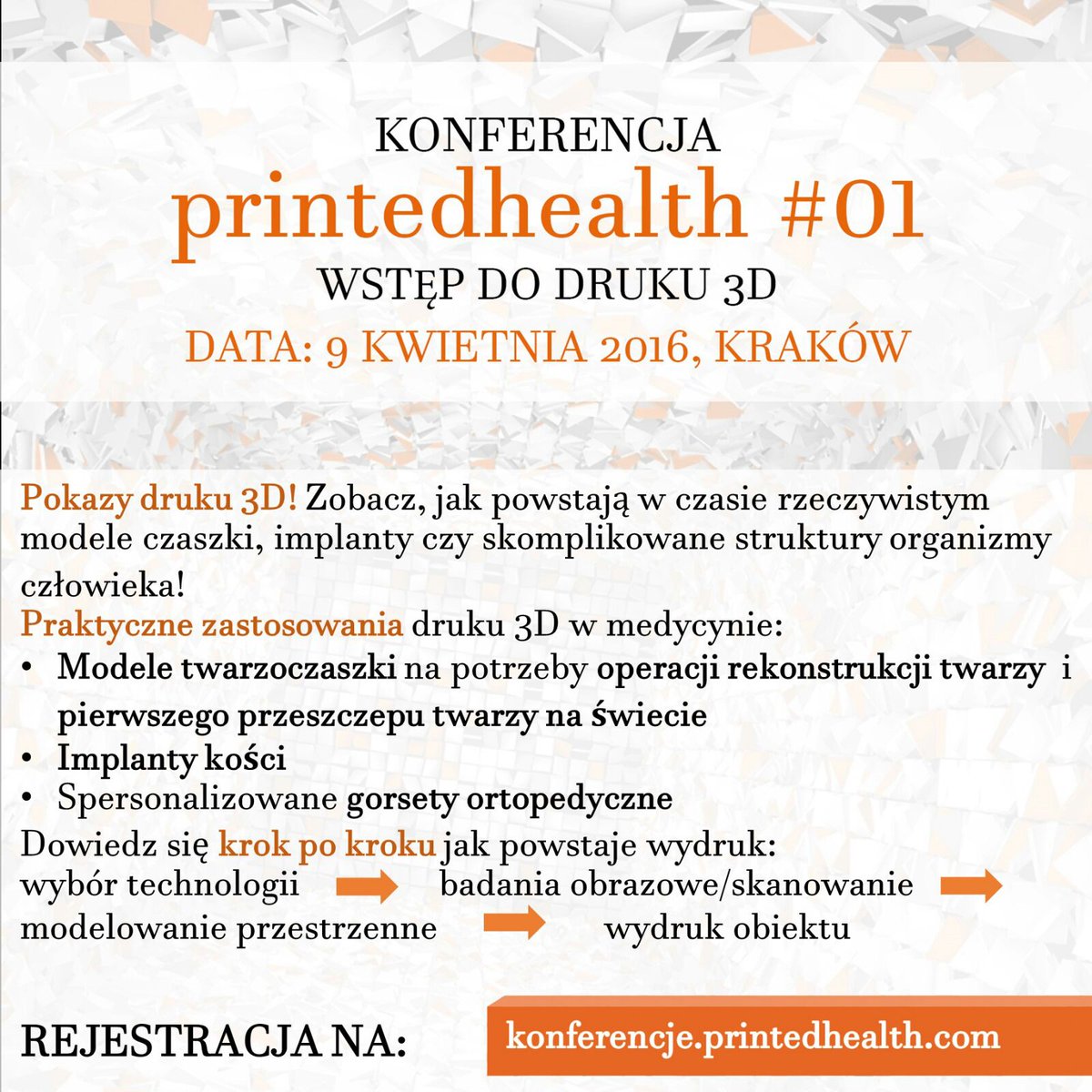Pokazy #druk3D medyczne zastosowania w #chirurgia #ortopedia #implanty #sromatologia 9 kwiecień <a href="/PrintedHealth/">Printed Health</a>