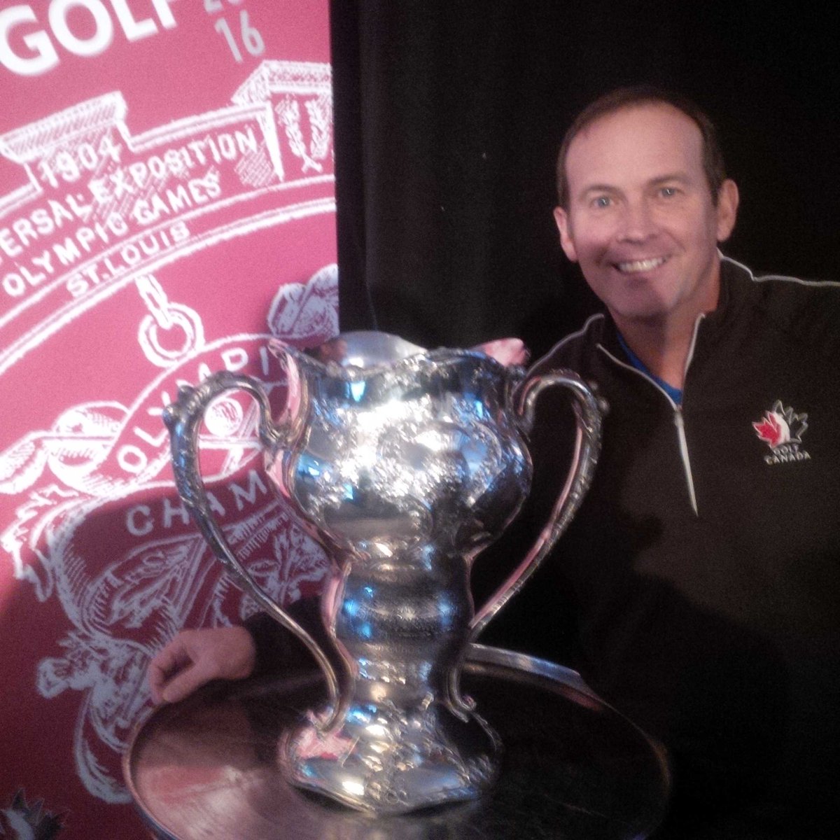 RemiBouchard62's tweet photo. Last day at Golf Canada at the AGM in Halifax with the 1904 Olympic Trophy! Thanks for a great 6 years! https://t.co/KBzvU4vT3c