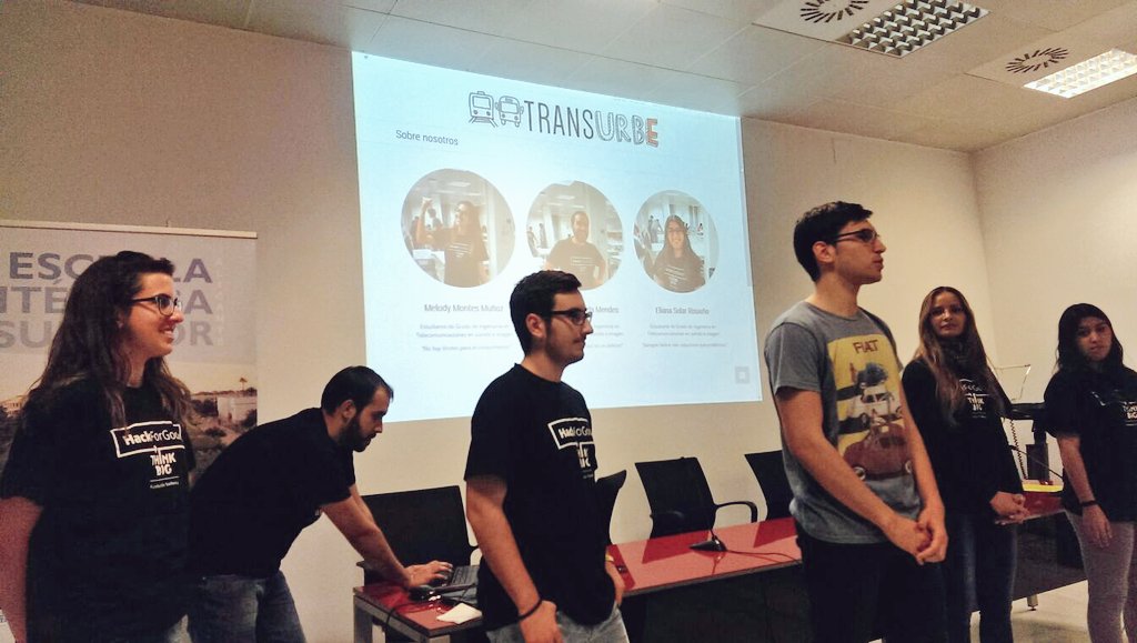 CatedraTEF_UA's tweet photo. El turno de @Transurbe la app que hará más accesible el transporte público #HackForGood #H4G_ALC https://t.co/fX31o6ouL2