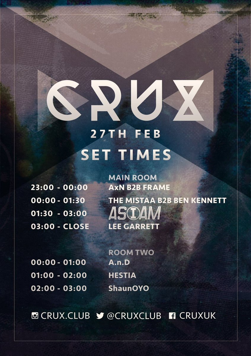 CruxClub's tweet photo. Set times for tonight 🐝 https://t.co/VvCtO5hLPJ