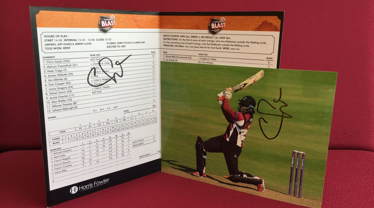Somerset Cricket (@somersetccc) on Twitter photo COMPETITION: Win this <a href="/henrygayle/">Chris Gayle</a> signed print & scorecard!
To enter simply RT (must be following)
#WeAreSomerset COMPETITION: Win this <a href="/henrygayle/">Chris Gayle</a> signed print & scorecard!
To enter simply RT (must be following)
#WeAreSomerset